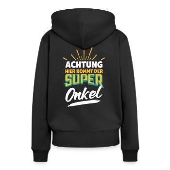 Oncle super oncle - Sweat à capuche Premium bio Femme - noir - Dos - Julia (174cm)
