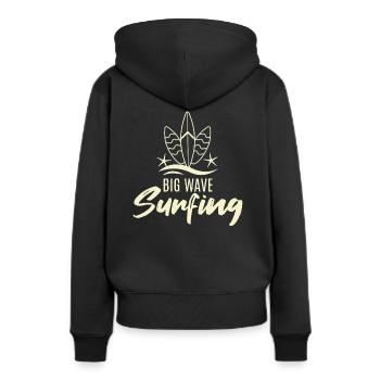 Surfers surf surf - Sweat à capuche Premium bio Femme - noir - Dos - Julia (174cm)