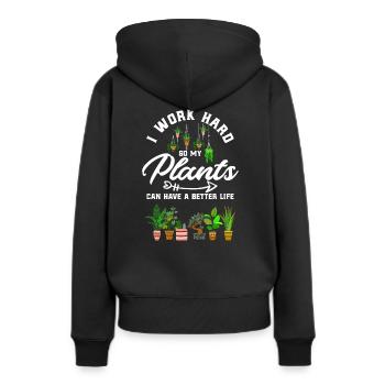 Jardinier amateur Jardinier - Sweat à capuche Premium bio Femme - noir - Dos - Julia (174cm)