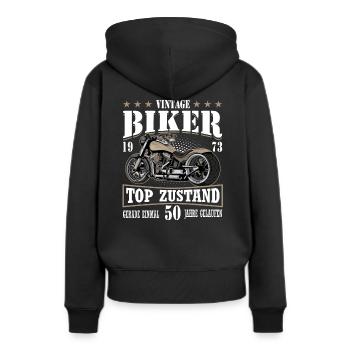 "Rankingkeyword" Thema Spruch Empfänger - Frauen Premium Bio Hoodie - Schwarz - Hinten - Julia (174cm)