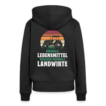 Landwirtschaft Regionale Lebensmitte Landwirte - Frauen Premium Bio Hoodie - Schwarz - Hinten - Julia (174cm)