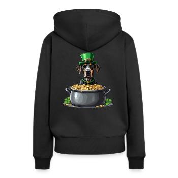 Dogge St. Patricks Day Outfit Hunde - Frauen Premium Bio Hoodie - Schwarz - Hinten - Julia (174cm)