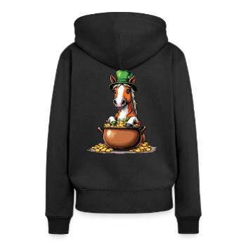 Pferd St. Patricks Day Outfit Pferde - Frauen Premium Bio Hoodie - Schwarz - Hinten - Julia (174cm)