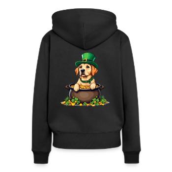 Golden Retriever St. Patricks Day Outfit Hunde - Frauen Premium Bio Hoodie - Schwarz - Hinten - Julia (174cm)