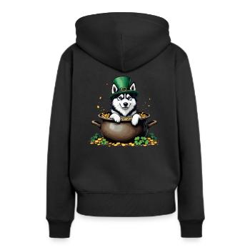 Husky St. Patricks Day Outfit Hunde - Frauen Premium Bio Hoodie - Schwarz - Hinten - Julia (174cm)