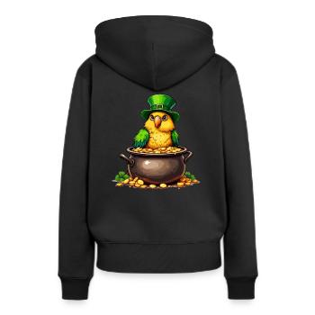 Papagei St. Patricks Day Outfit Vogel - Frauen Premium Bio Hoodie - Schwarz - Hinten - Julia (174cm)