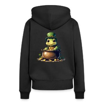 Schildkröte St. Patricks Day Outfit Schildkröten - Frauen Premium Bio Hoodie - Schwarz - Hinten - Julia (174cm)