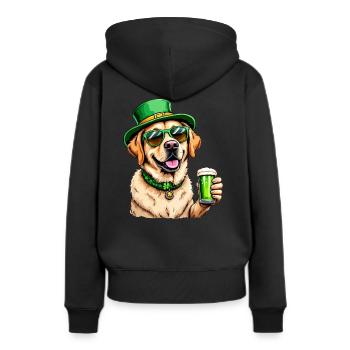 Golden Retriever St. Patricks Day Bier Outfit - Frauen Premium Bio Hoodie - Schwarz - Hinten - Julia (174cm)
