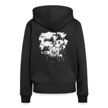 Le crâne. Monde. La pollution. - Sweat à capuche Premium bio Femme - noir - Dos - Julia (174cm)