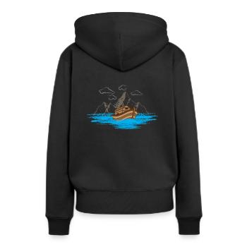 Arche Noah - Frauen Premium Bio Hoodie - Schwarz - Hinten - Julia (174cm)