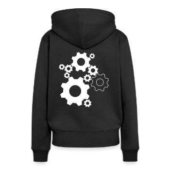 Zahnrad Feinwerkmechaniker - Frauen Premium Bio Hoodie - Schwarz - Hinten - Julia (174cm)