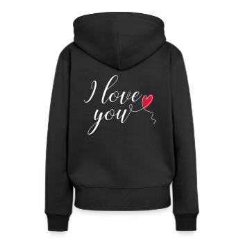 i love you - Frauen Premium Bio Hoodie - Schwarz - Hinten - Julia (174cm)