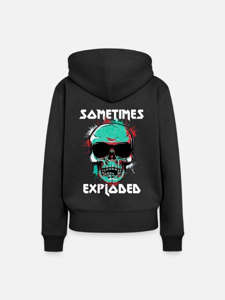 Schedel schedel zonnebril koele kleur zeggen - Vrouwen Premium Bio hoodie - zwart
