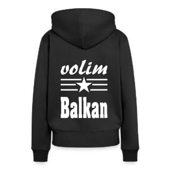 Volim balkan sait - Sweat à capuche Premium bio Femme - noir - Dos - Julia (174cm)