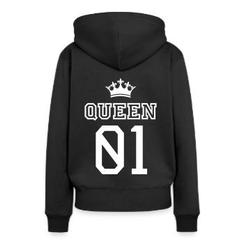 QUEEN - Sweat à capuche Premium bio Femme - noir - Dos - Julia (174cm)