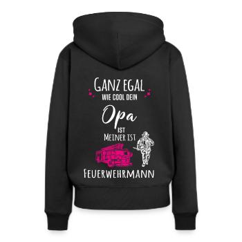 Mein Opa ist Feuerwehrmann - Frauen Premium Bio Hoodie - Schwarz - Hinten - Julia (174cm)