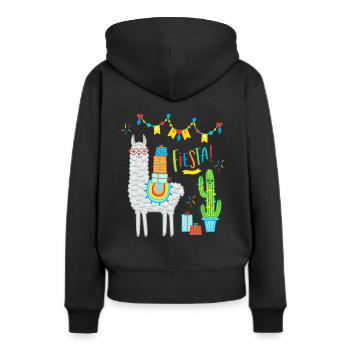 Llama Fiesta Comic Alpaca Gift Birthday - Women’s Premium Organic Hoodie - black - Back - Julia (174cm)