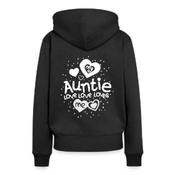 Ma tante aime l'amour m'aime - Sweat à capuche Premium bio Femme - noir - Dos - Julia (174cm)
