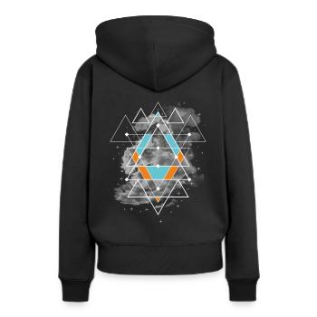 Motif géométrique - Sweat à capuche Premium bio Femme - noir - Dos - Julia (174cm)
