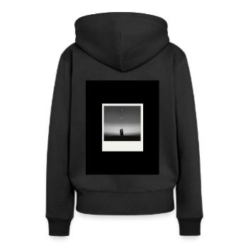 Black and White Love - Frauen Premium Bio Hoodie - Schwarz - Hinten - Julia (174cm)