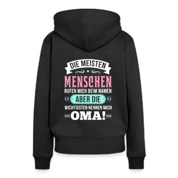 Les personnes les plus importantes m'appellent grand-mère - Sweat à capuche Premium bio Femme - noir - Dos - Julia (174cm)