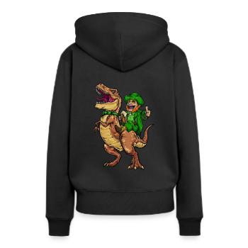 Leprechaun Reitet TRex | Happy St. Patrick's Day - Frauen Premium Bio Hoodie - Schwarz - Hinten - Julia (174cm)