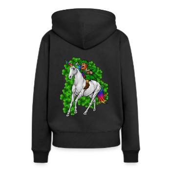 Leprechaun Reitet Einhorn Happy St. Patrick's Day - Frauen Premium Bio Hoodie - Schwarz - Hinten - Julia (174cm)