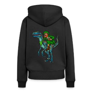Leprechaun Reitet Velociraptor | St. Patrick's Day - Frauen Premium Bio Hoodie - Schwarz - Hinten - Julia (174cm)