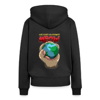We Have To Change MEOW - Tag der Erde Natur Pfote - Frauen Premium Bio Hoodie - Schwarz - Hinten - Julia (174cm)