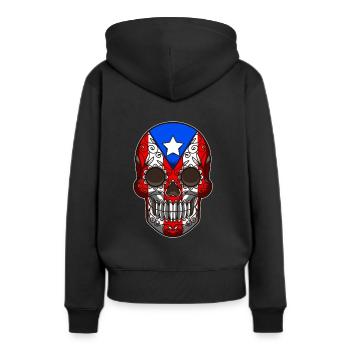 Puerto Rico Sugar Skull - Dia De Los Muertos - Sweat à capuche Premium bio Femme - noir - Dos - Julia (174cm)