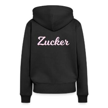 Zucker rosa - Frauen Premium Bio Hoodie - Schwarz - Hinten - Julia (174cm)