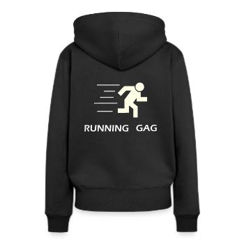 Running Gag - Sweat à capuche Premium bio Femme - noir - Dos - Julia (174cm)