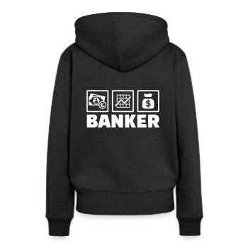 banquier - Sweat à capuche Premium bio Femme - noir - Dos - Julia (174cm)