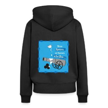 Anti Krieg Spatzen Kanone - Frauen Premium Bio Hoodie - Schwarz - Hinten - Julia (174cm)