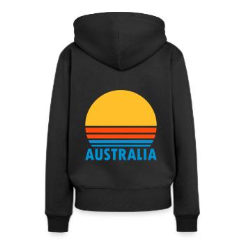 Australia (geteilte Sonne) - Frauen Premium Bio Hoodie - Schwarz - Hinten - Julia (174cm)