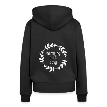 MOMMAGE N'EST PAS FACILE - Sweat à capuche Premium bio Femme - noir - Dos - Julia (174cm)