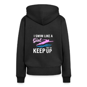 Je nage comme une fille - Je nage comme une fille - Sweat à capuche Premium bio Femme - noir - Dos - Julia (174cm)