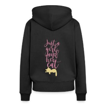 Chemise fraîche de chats | FILLE ET SON CHAT - Sweat à capuche Premium bio Femme - noir - Dos - Julia (174cm)