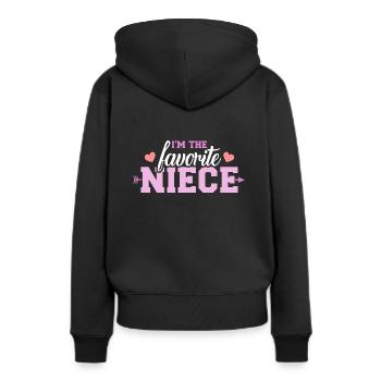 Nichte - Frauen Premium Bio Hoodie - Schwarz - Hinten - Julia (174cm)