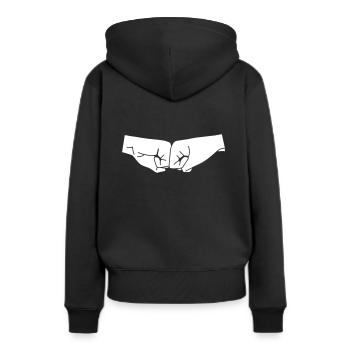Faust - Frauen Premium Bio Hoodie - Schwarz - Hinten - Julia (174cm)