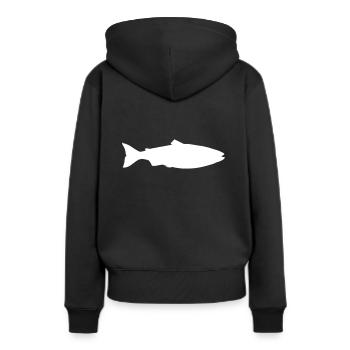 Saumon - Sweat à capuche Premium bio Femme - noir - Dos - Julia (174cm)