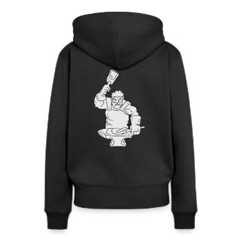 Schmied mit Amboss, Hammer und Zange - Frauen Premium Bio Hoodie - Schwarz - Hinten - Julia (174cm)
