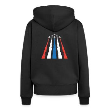 Flugshow, Kampfjet, Militärflugzeug - Frauen Premium Bio Hoodie - Schwarz - Hinten - Julia (174cm)