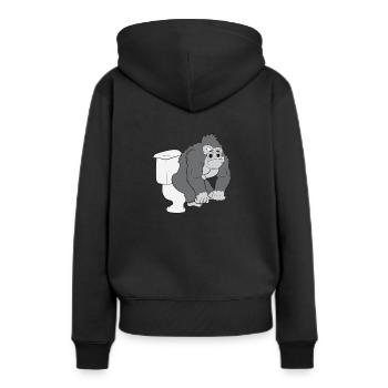 Gorille sur les toilettes - Sweat à capuche Premium bio Femme - noir - Dos - Julia (174cm)