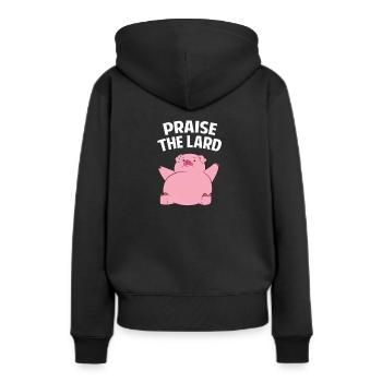 Louange le saindoux - Cochon / Cochon - Sweat à capuche Premium bio Femme - noir - Dos - Julia (174cm)