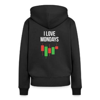 Stock market - I Love Mondays - Frauen Premium Bio Hoodie - Schwarz - Hinten - Julia (174cm)