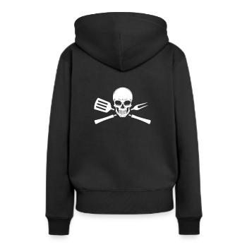 Barbecue - crâne avec des couverts grill - Sweat à capuche Premium bio Femme - noir - Dos - Julia (174cm)