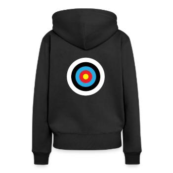Bogenschießen - Zielscheibe - Frauen Premium Bio Hoodie - Schwarz - Hinten - Julia (174cm)