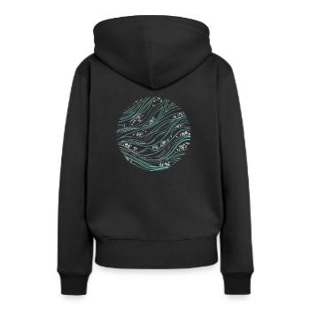 Océan - cercle de courant océanique - Sweat à capuche Premium bio Femme - noir - Dos - Julia (174cm)
