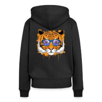 Cadeau tigre cool - Sweat à capuche Premium bio Femme - noir - Dos - Julia (174cm)